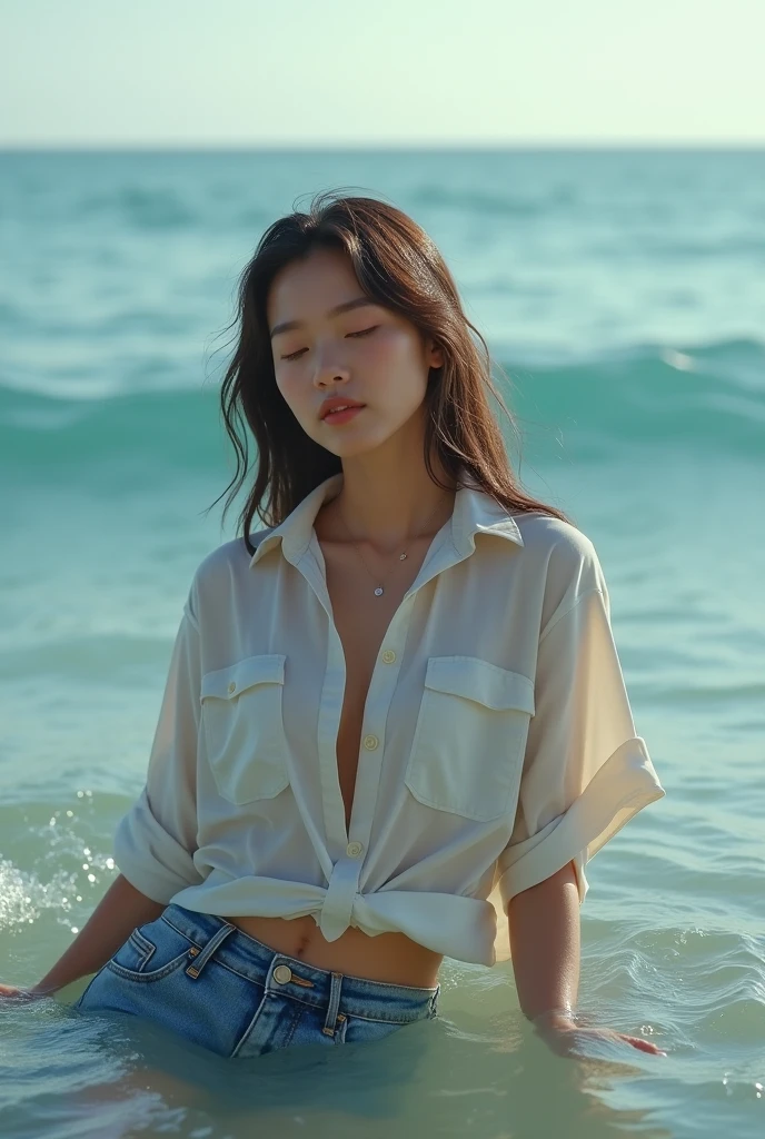 Change from a shirt to a swimsuit