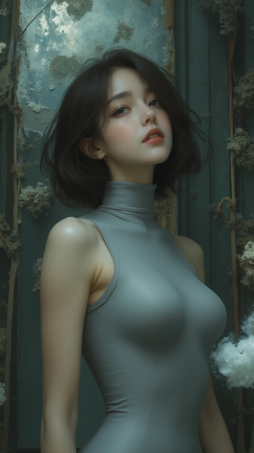 tears、perspiring、terroral、terrifying、bodily fluids、 on the face、undergarment、Sexual organics、 on the genitals、bodily fluids、liquids、tears、crying how bright、Green eye hair、Protrusion on the chest、