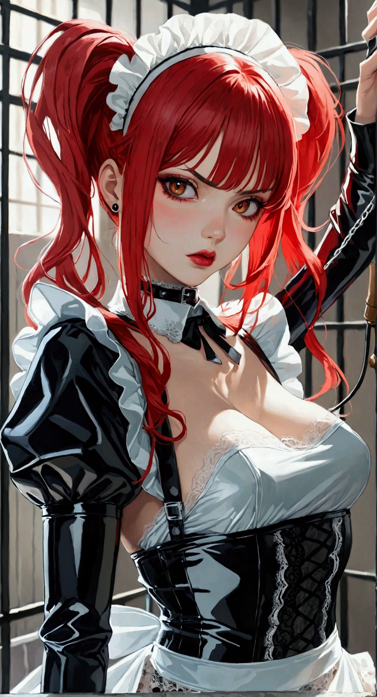 (masterpiece, best quality), intricate details,
1girl, solo, <lora:Ollie:0.8> Ollie, multicolored hair, multicolored eyes, zombie_skin, twintails,
<lora:Arms-Up-V1:0.8> arms up, cleavage, huge breasts,