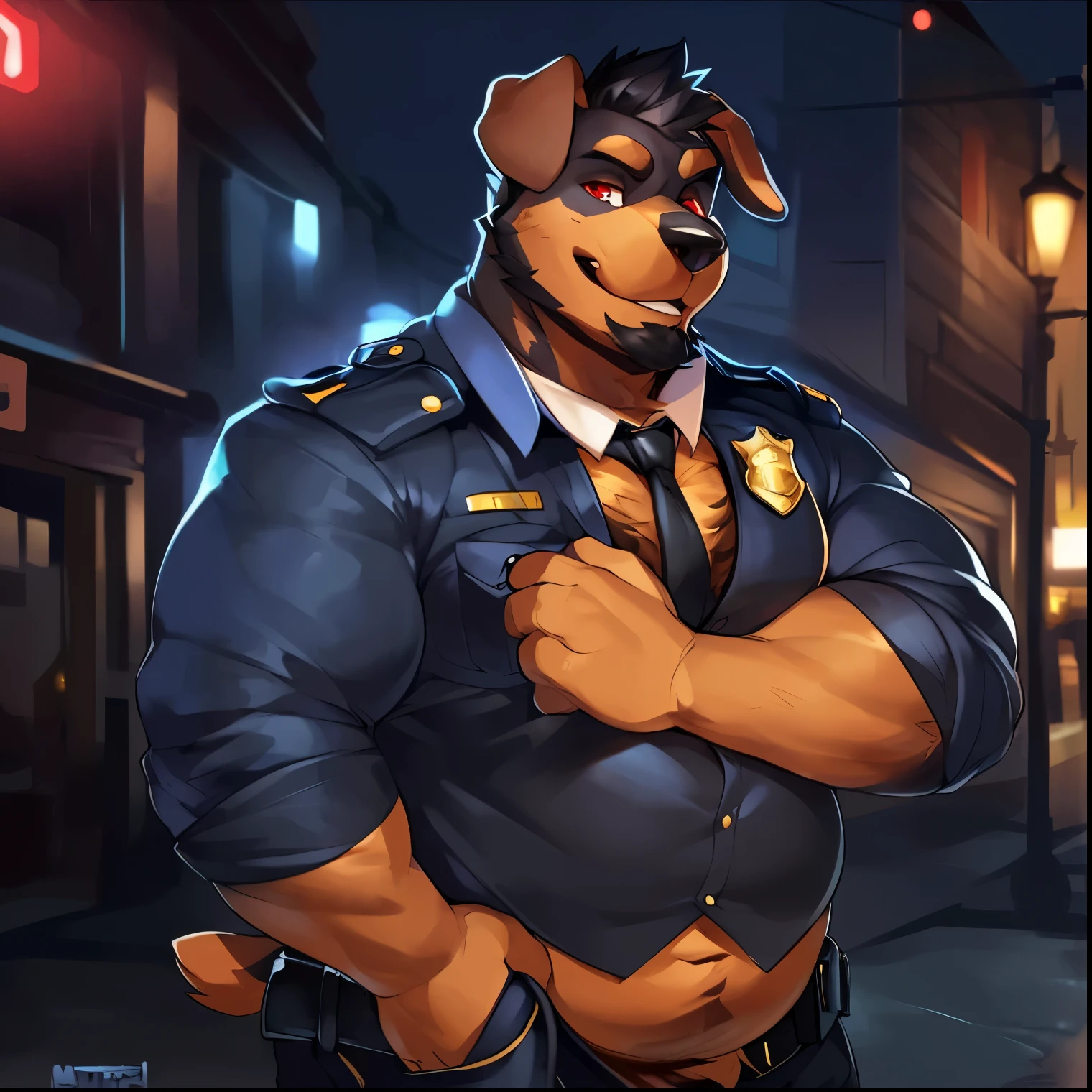 Chief Bogo from the Disney movie Zootopia、Muscular、Huge penis、(Anal Sex)、Massive 、Wide open mouth、Blindfold、Cum on face、Cumshot in the face from some guys in uniform、Surrounded by huge, red and black erect penises。