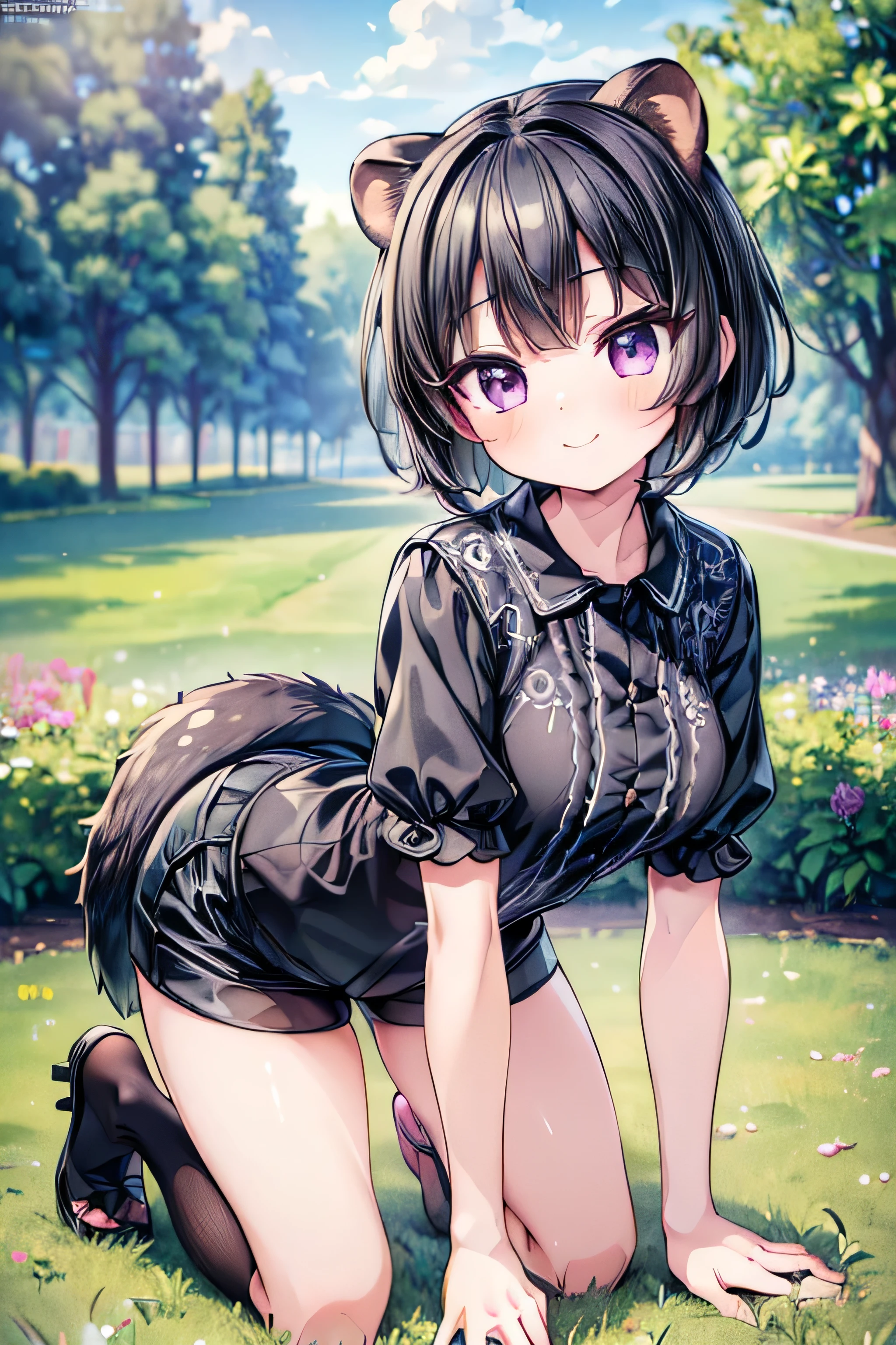 (((((1 female child))))), nsfw, (Expressive eyes), (Perfect Face), ((((cute)))), (half close eyes), ((((Baby Face)))), (((flat chest))), ((())), dark skin, gleaming skin, Yellow eyes, ((empty eyes)), (heavy breathing), ((tears)), (short ponytail), (brown hair), (Naked), necklace, (spread legs), ((lying)), (((Sweat))), (steam), (saliva), (((vaginal penis))), (((missionary))), (((intercourse with a man))), (((1 guy))), cum in pussy, garden, ultra detailed, 16k, ((Best quality)), anatomically correct