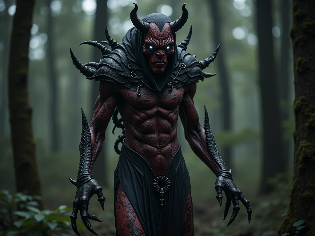 90s anime purple horned demon full body