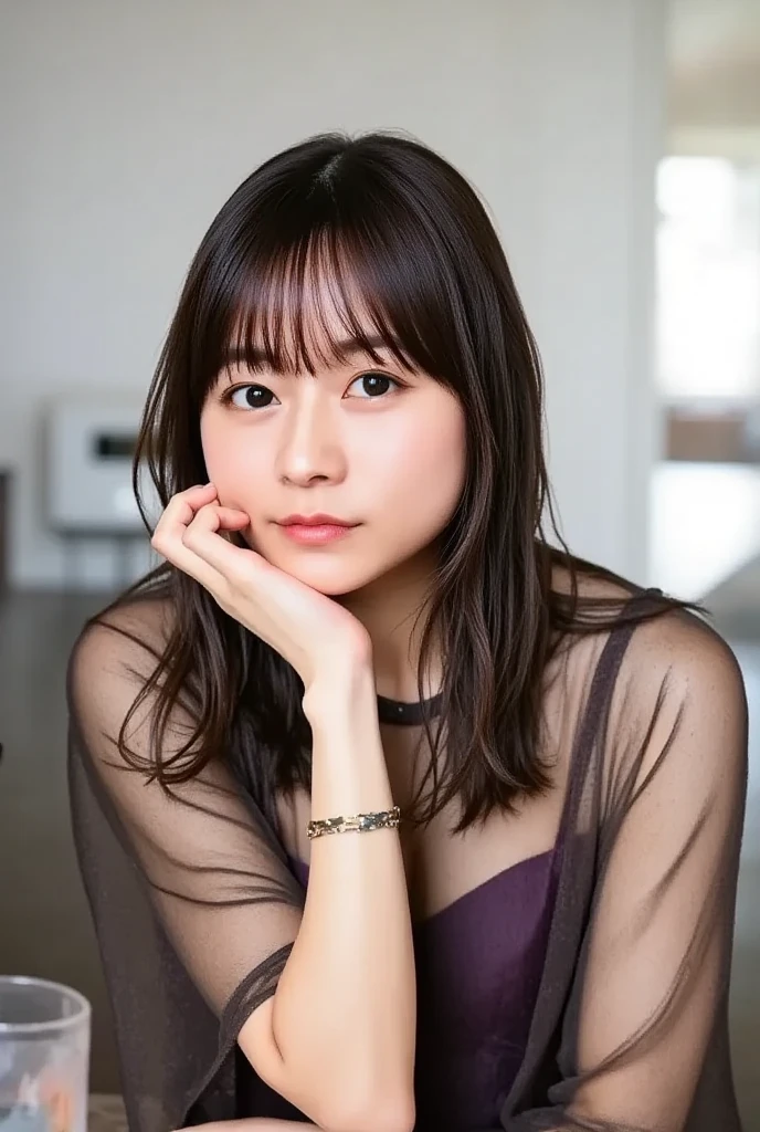 face perfect, beautiful face of a 30 year old Japanese woman, Smiling beautiful, with black background