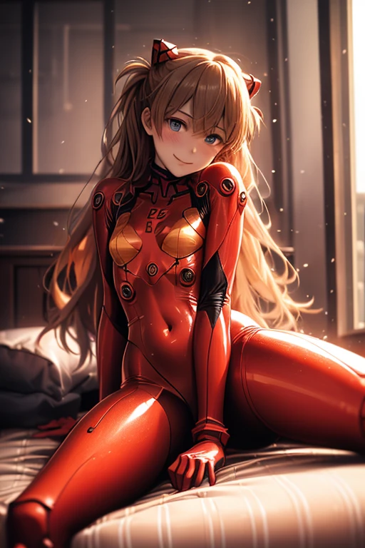 (( top quality )), ((masterpiece)), (be familiar with), perfect face, indoor, bedroom,  watching viewers,
One woman,  Soryu Asuka Langley ,
開いた口,  ecstatic expression beside the piano, blush, smile,
 small tits,  flat chest, Young girl, Lori,  s,  girl,
 long hair,  twin tails,
Leg spread,