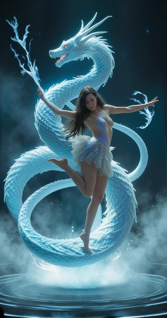 (((1 Girl)))，Doing a high kick、皇室のwater，Wizard，（Lots of robes：1.5），（Perfect Face：1.4），（Blue silk dresystical magical formations：1.2），((Ice Dragon))，（Ice crystal scales），Blue glow，（Frostwing），Powerful ice magic，ice cube，Dominate the landscape，Cyan Light, Cold Light，Ice Storm，Discharge，Stealing snow, ice and snow，Incredibly high quality results,Head&#39;artwork,超High resolution,In detail,Intricate details,8K resolution,Background of 8KUCG&#39;screen,High resolution,Blue D&#39;water,Tablwater magique,Impact of&#39;Cinema Lighting,contrast of&#39;Shadow and Light，Ray Tracing、NVIDIA