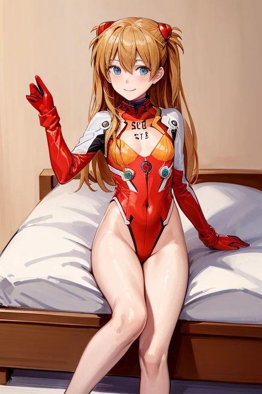 (( top quality )), ((masterpiece)), (be familiar with), perfect face, indoor, bedroom,  watching viewers,
One woman,  Soryu Asuka Langley ,
開いた口,  ecstatic expression beside the piano, blush, smile,
 small tits,  flat chest, Young girl, Lori,  s,  girl,
 long hair,  twin tails,
Leg spread,