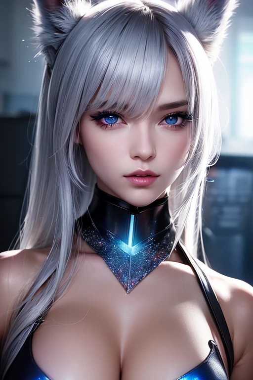 nsfw, (masterpiece, hyper Detailed, Best Quality, hyper Realistic, A mysterious and sophisticated beautiful young gravure Japanese woman:1.2) with blue eyes wears futuristic and sexy fashion art. sitting focus breasts,, from below, Detailed clothing butt, woman is climbing at a wide angle, with her full body in frame. large Butt, sexy large breasts, slim waist, Cyber punk taste fashion, Her outfit includes BLACK over sized Surface hoodie sweat, nothing shorts, adding a minimalist beauty. She accessorizes with futuristic accessories and technical sneakers. Her demeanor exudes harmony and striking simplicity, accentuating her curves and digging sensuously into her skin, hyper small head and face, detailedwide and big Duck mouth, half open mouth, perfectly aligned teeth, perfect beautiful wide teeth, Detailed eyes, Light blue eyes, half open eyes, shiny Droopy eyes, gray hair, looking other, She is situated within the interior of a futuristic colony, with mist drifting and steam rising from concrete