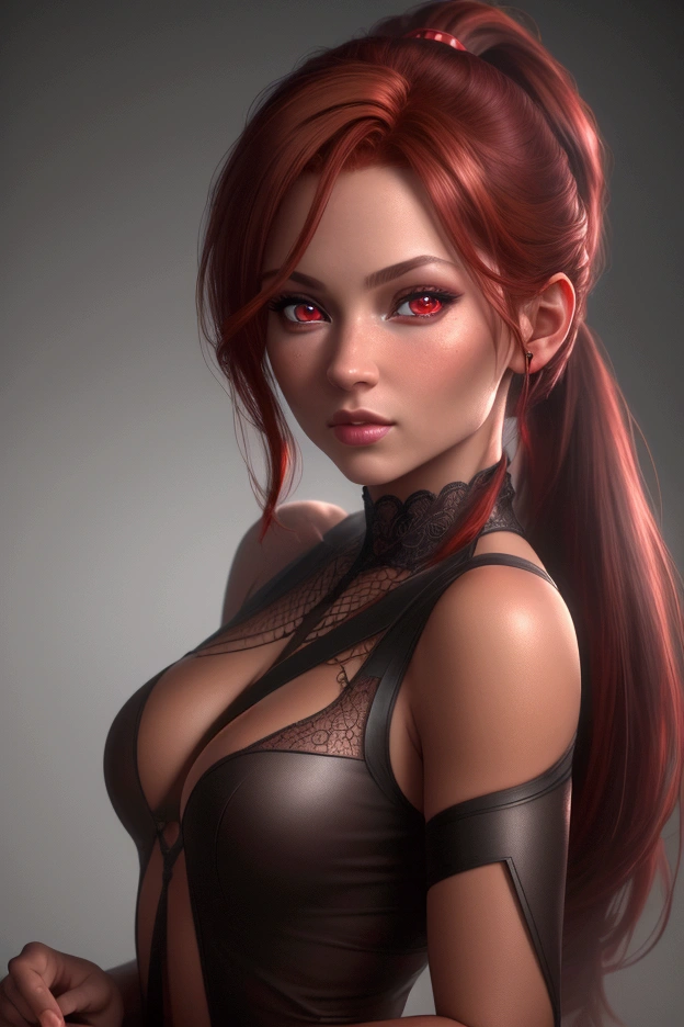 (ultra realistic,32k,RAW photo:1.1),(high detailed skin:1.1), 8k uhd, dslr, high quality, film grain,(makeup, mascara:1.1) , lips,(thick\lips\),
,(shiny glossy translucent clothing:1.1), <lora:chara_akfgz:0.7>chara_akfgz, red hair, (red eyes:0.75), long hair, very long hair, low_ponytail, hair ribbon, yellow ribbon, dougi , (huge breast:0.9), <lora:add_detail:0.86>,
Standing with hands on cheeks, surprised expression,
(busty:1.1) , (chubby:0.1),(Specular highlight holographic :1.1),<lora:LowRA:0.4>, dark theme ,blank background, ,(glowing lights background:1.1)
