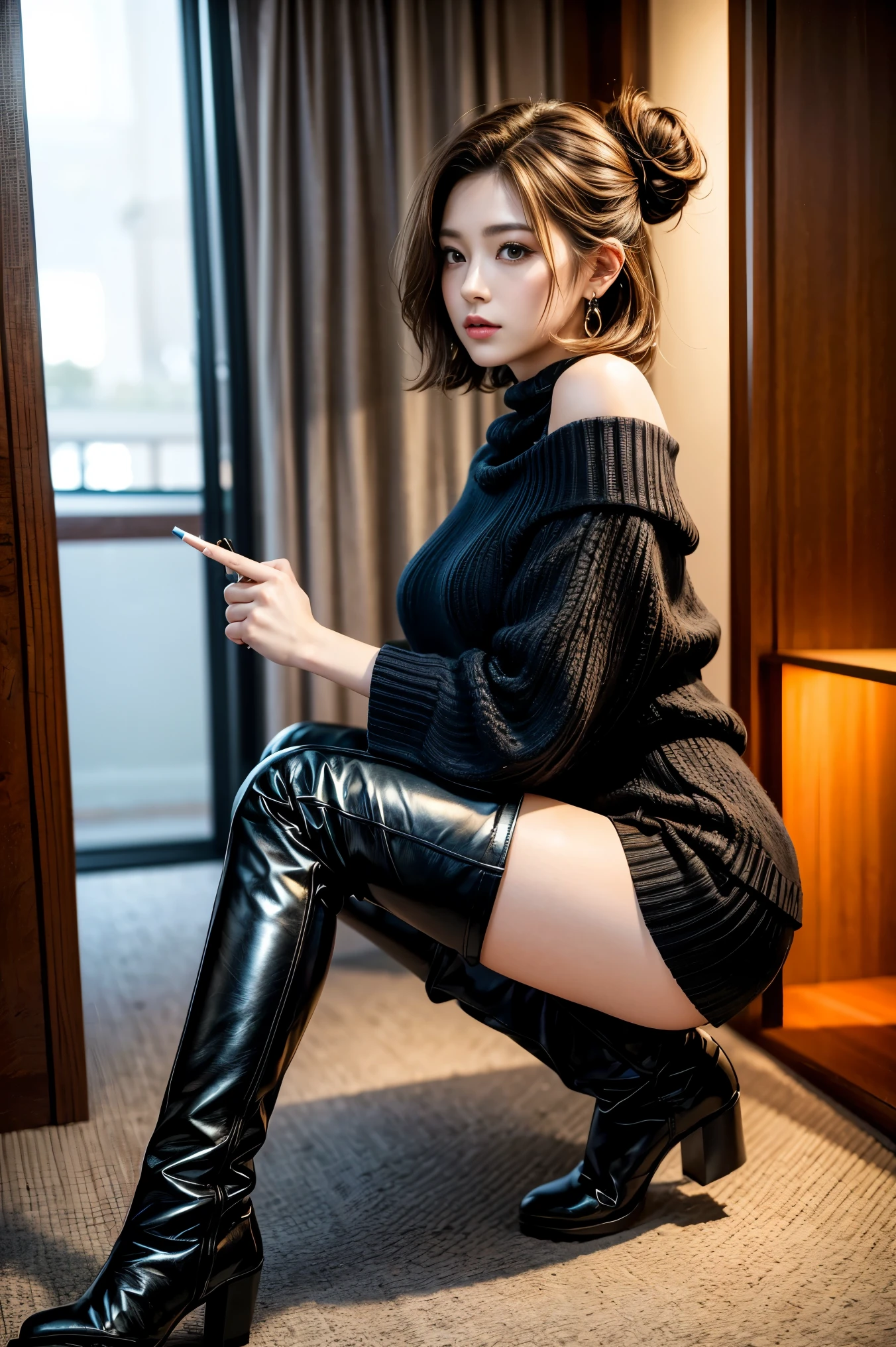 zhao liying in thigh high boots shows asshole