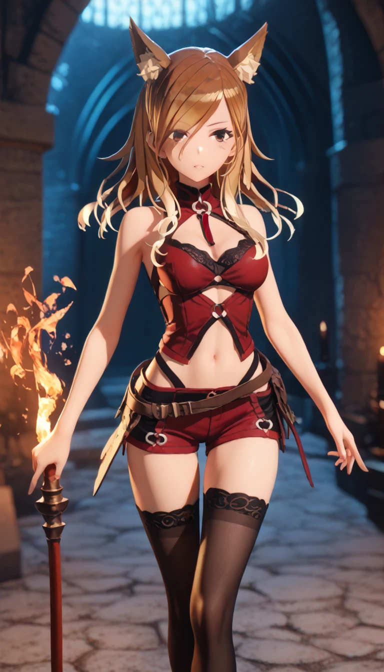 (small breasts:1.2), (perky chest:1.2), (pointed chest:1.2), dark bronde hair,long hair,side ponytail,hair between eyes,bangs, BREAK (beret, black jacket, open clothes, cleavage, midriff, black shorts, black thighhighs, thigh strap, fingerless gloves, single glove:1.2), Photo,sharpness,hyper-realistic textures,spectacular light textures,(((Beautiful woman with left leg restrained and hung by chains))),Appearance,Beautiful girl with accentuated slender abs: 1.1,six-pack abs: 1.1, Bust Botox,Standing on tiptoe, long legs,Long brown hair fluttering in the wind,Brown hair, Long hair, Female Warrior Costume,(No panties,No bra),(tacticul battle fashion,elbow and knee tacticul battle fashion, battle glove: 1.1),((cute batre costume)),The belly comes out and the navel is visible,Thin sheer costume, combat gloves,shredded costumes,cyber long combat boots with golden knee pads,Anatomical,(futuristic sci-fi battle fashion, long boots, gloves: 1.1),(tied perfectly by iron chain), Restraint, Slave, collars, contempt, (Chained), 4 chains hung from heaven, Metallic shackles and fetters, wet crotch clearly visible,((Hands are restrained above the head)), the neck is chained,Chain from left knee to heaven,Chained by silver chains,((the tip is protruding, areolas protruding,The shape of the pubic area is clearly visible:1.2)),Sweating,Wet,Wet crotch,Wet thighs,Junkyard, Realistic, (cute, perfect clothes, skimpy clothes, cute: 1.3) ((wide mirtary hospital with summer sunlight)), peeling ceilings, Rebar between, Realistic material details, Extreme details, Ultra-realistic materials,narrow waist,(with sparkling eyes and a contagious smile:0.9), detailed clothes features, (perky chest:1.1), (pointed chest:1.3),looking at viewer,
