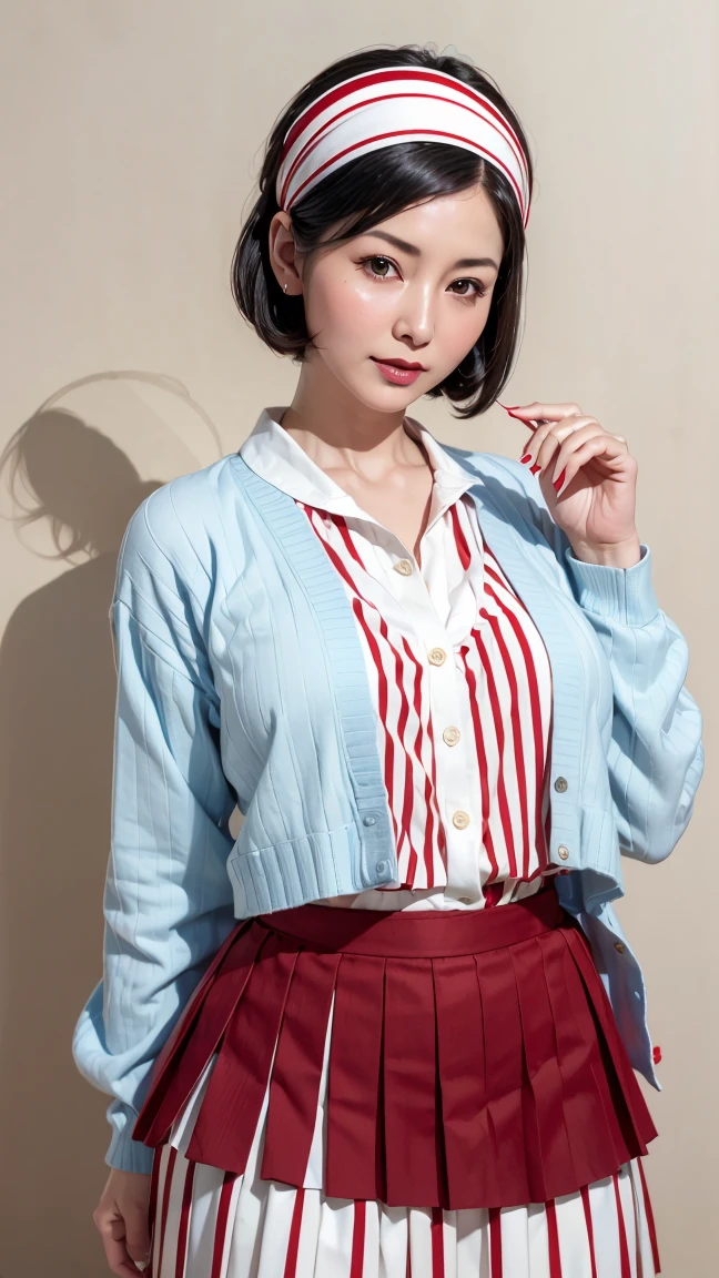 (1 woman:1.99)、(Wide forehead、Very short hair、Very small amount of hair、Forehead、Fuji frame:1.1)、Very sunburned、Gal、17 years old、Naughty、Happy expression、満面のsmile、Weakness、I feel very comfortable alone、(Japanese high school girls uniform、red bow tie),((Very sleepy、Improves skin texture,smile、Narrow eyes、Very weak eyesight、Very weak eyeliner、Half-closed eyes、I know the shape of your head、Oval Face))、(slicked back hair:1.25)、Photographic, Raw photo, Mastepiece, Highly detailed photos, Digital SLR, Photo-realistic 1.4, Super hello nothing, Best Quality,(standing、tilting your head、whole body:1.7)