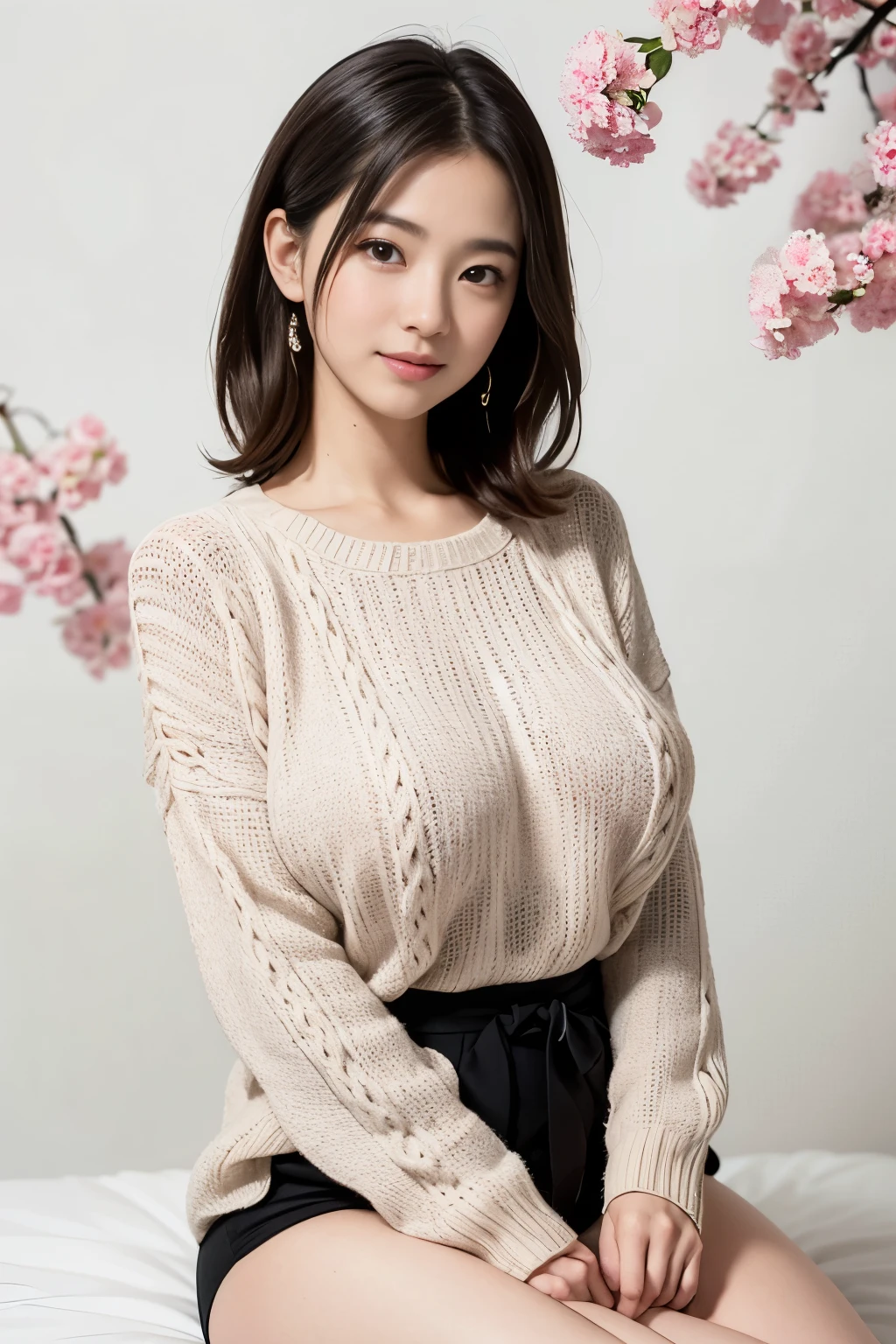 (2 pure Japanese girl,), (Small breasts:1.5,),(solo,,Textured skin, Detailed skin,Detailed face,Detailed eyes,detailed posing,Natural eyebrows,Sparkling Eyes,High detail, Highest quality, Super detailed, Surrealism, ,8k,RAW Photos,Photographicism,Professional Lighting,Ray Tracing,Portrait Photography,Soft Light),(((Black Hair, Natural Makeup,Simple earrings, Side Up,Bell sleeve sweater,A big smile))),(((Brand Shop,Hold a paper bag,Composition from the waist up)))