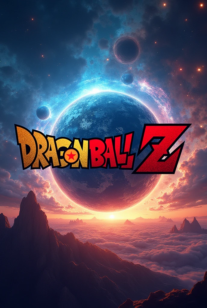 Create a logo with the letters DBZ Universe in dragon ball style, with Shenlong around her