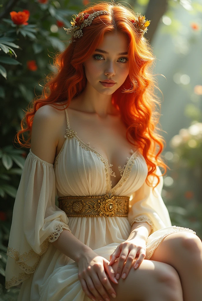 high quality fingers, normal hands, detailed fingers,masterpiece, (realistic, photo-realistic:1.37), (22 years old woman), katarina from league of legends, medium breast, small waist, dark red hair, blue eyes, beautiful face, perfect illumination, beautiful detailed eyes,looking at viewer, stunningly beautiful woman, detailed hairstyle, detailed background,shorts, detailed fantasy background, (sweat:1)