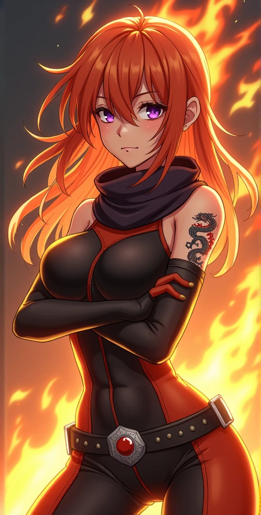 anime fairy tail, personaje flare, pelo anaranjado largo en dos coletas, rostro hermoso, ojos hermosos, pecho grande, trasero grande, Curvaceous Body, calidad, 4k, adolescente, atractiva. Flare es una joven de piel clara de estatura media, con el pelo largo, color rojo, They are gathered on both sides of the head and tied into a pair of braided pigtails, masivas, que llegan hasta la cintura, y parecen seguir siendo por lo general arqueado, Backwards. Ella tiene labios gruesos y ojos rojizos, que siempre se muestran algo de par en par, que, junto con las cejas levantadas y perpetuamente su boca semi-abierta, gives him a somewhat crazy expression. Furthermore, ella parece tener bolsas visibles por debajo de los ojos, agregando a su aspecto distintivo. Flare posee un cuerpo muy voluptuoso, con senos masivos encontrados por las caderas de manera similar, la dota de una casi perfecta figura de un reloj de arena. Su hombro izquierdo tiene una cicatriz en forma de una "X", y su oscura marca de Gremio se encuentra en la parte superior de su pecho derecho. Flare tiene un vestido rojo muy revelador, que deja la mayor parte de su cuerpo superior al descubierto, es decir, su espalda, los lados y una gran parte de su escote que casi le llega hasta el ombligo (y, en consecuencia, parte de su marca de gremio) completamente expuestos, asegurado por correas de cuello halter. El vestido casi llega hasta los tobillos, con la parte que cubre sus piernas con volantes, and a lighter section, consisting of two elongated patches that act as a leash of sorts, en correspondencia a la cintura, al parecer, it is sewn to the clothes. El traje de Flare se completa con guantes largos que llegan casi hasta los hombros, haciendo coincidir su vestido en color, each with a small cut on the outer top edge, y las botas simples y de color claro, buena calidad, 4k.