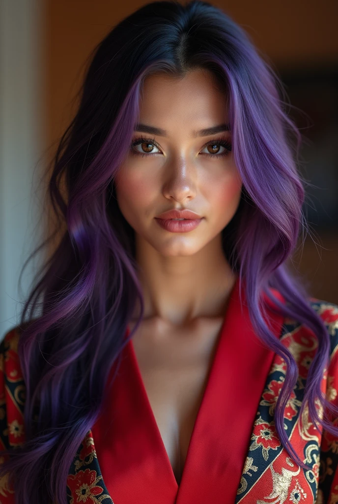 CREATIVE BY BEAUTIFUL WOMEN'S HAIR BY SAÚDE_NB PURPLE WITH RED IN A VERY PROMINENT AND PERSUASIVE LUXURY ENVIRONMENT