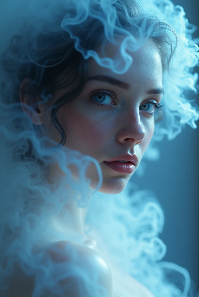Smoke woman with one eye 