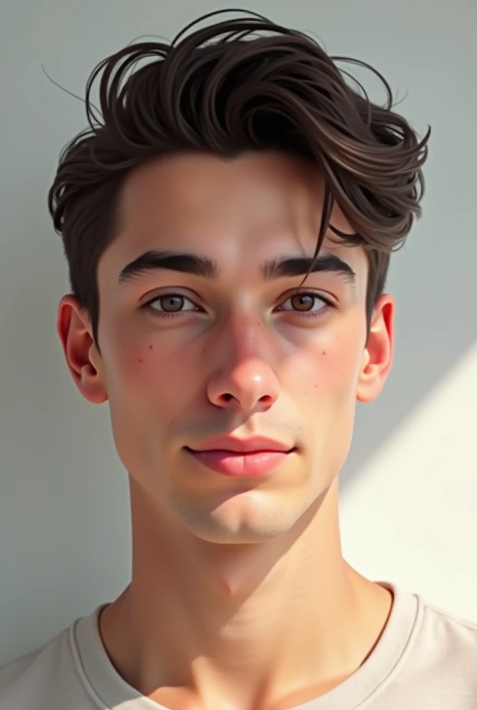 young with a shirt, front photo, 14 years old, perfect face and boy, beautiful face, perfectly lit face, perfect face, elegant