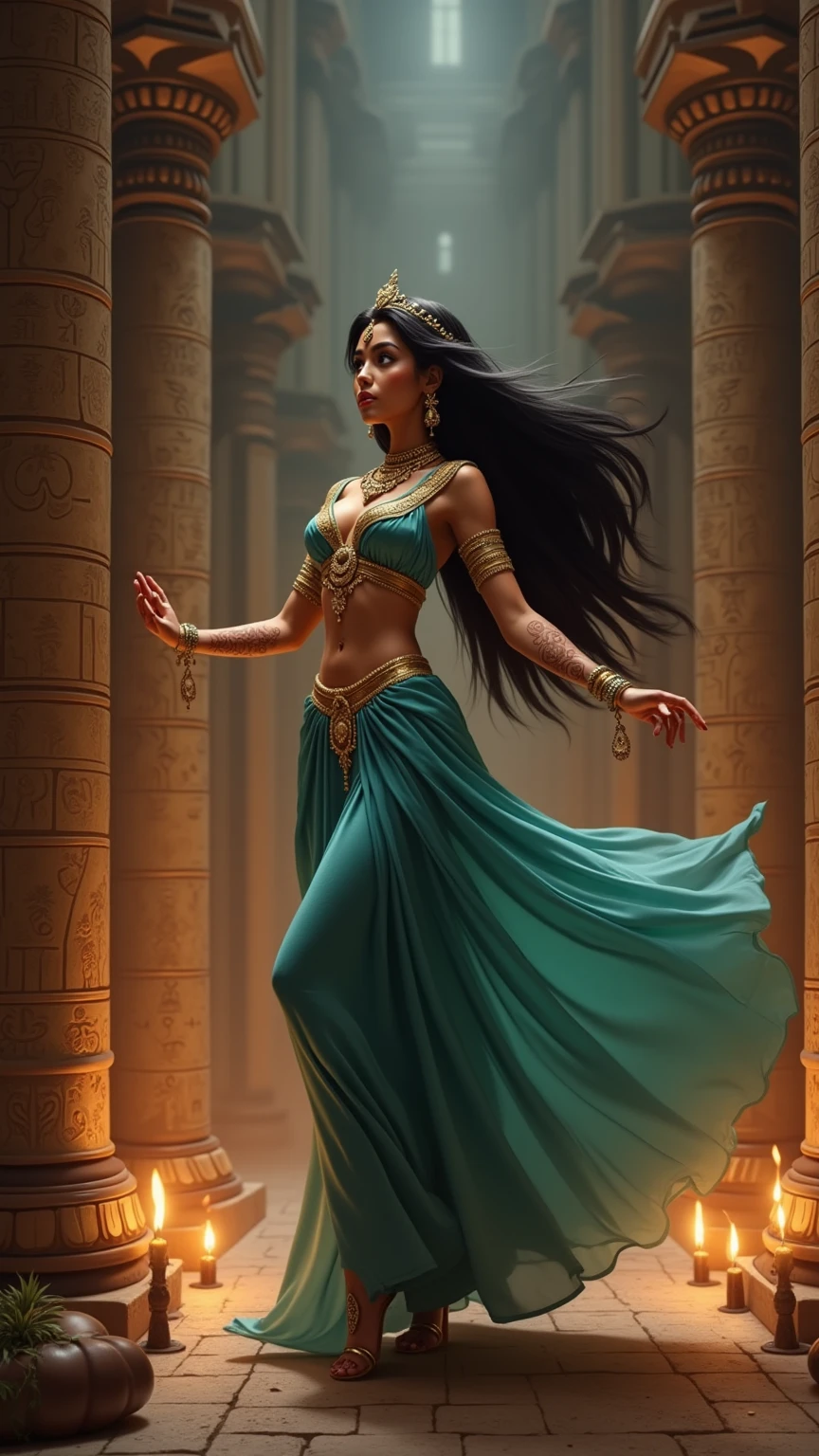1920's Egyptian Queen art, gaussian, ultra detailed cel shading drawing of a woman with gaussian dress flying, gossamer dress, blushed, magical detailed Egyptian architecture , flowing, tiny fireflies, stunningly beautiful face, symmetric eyes, evenly spaced eyes, focus on face, dynamic pose, holographic, light particles, ultra detailed, hit definition, 32k resolution, best quality, flat lighting, flat colors, manga, anime, cartoon, vector, (colorful and vibrant) ((high saturation)), 1920's Art Deco art style