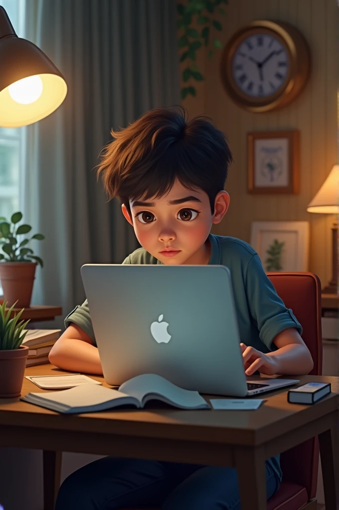 Generate a Profile picture with a boy with a laptop