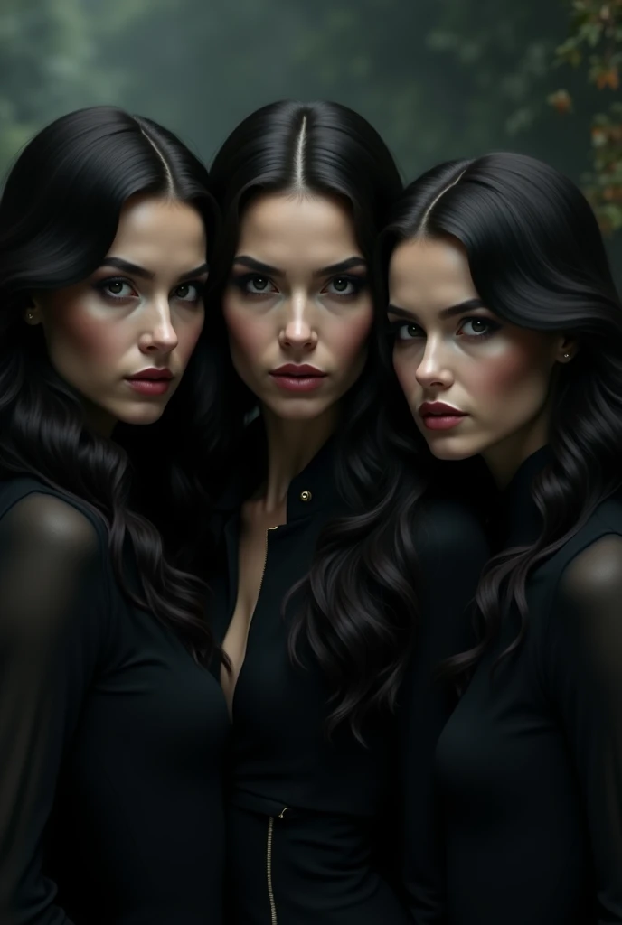 3 vampire sisters, sexly, long black hair 