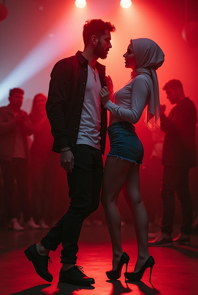 I met him among thousands of people at a concert event. Our eyes met, we looked at each other from a little distance. he was holding his girlfriend hand, and me with my little sister. I wear a gray hijab and black clothes. he wears a red shirt.