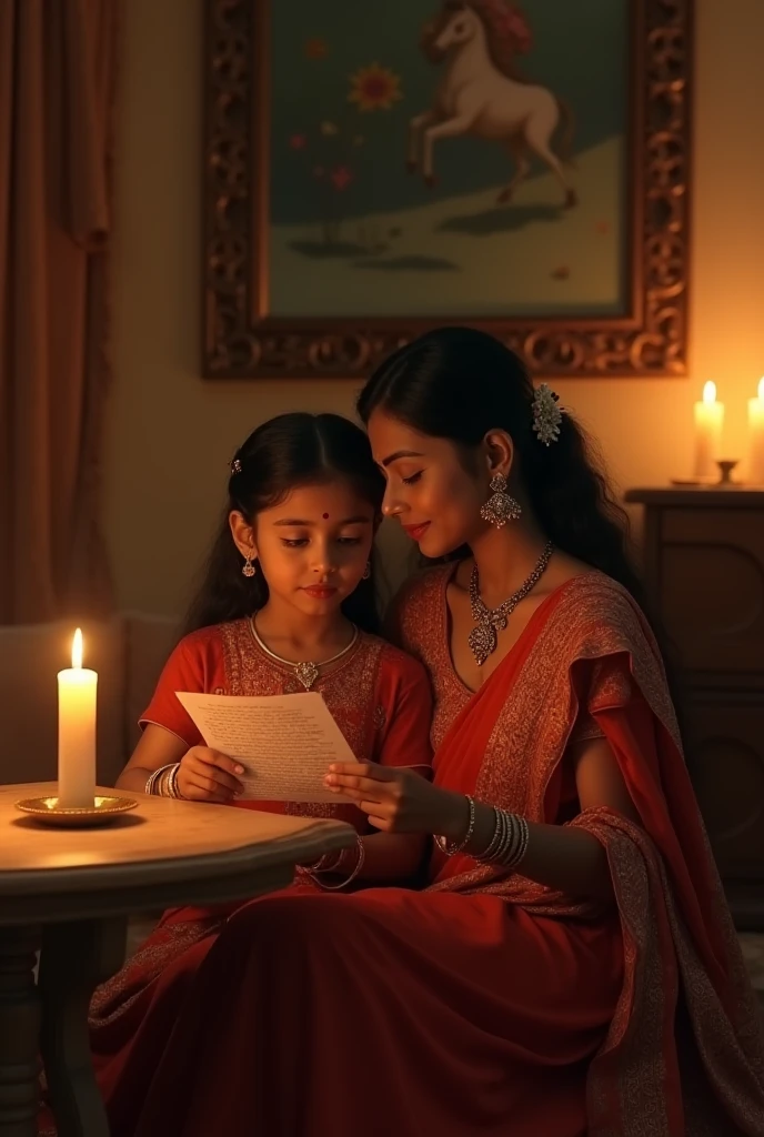 A contemplative moment in a Sri Lankan Sinhala family's home, featuring a multi-generational gathering around a traditional oil lamp during the auspicious festival of Vesak. The soft glow of the lamp illuminates the room as family members engage in prayers, reflection, and storytelling.
Modifiers: Peaceful, introspective, spiritual, warm, reverent, serene, intergenerational, traditional.
Artist or Style Inspiration: Taking inspiration from the works of Anoma Wijewardene, Laki Senanayake, and Jagath Weerasinghe.
Technical Specifications: A tender digital painting with delicate lighting and attention to detail, emphasizing the family's expressions and the cultural significance of the Vesak festival. The image should capture the quietude and solemnity of the moment while conveying a sense of familial unity