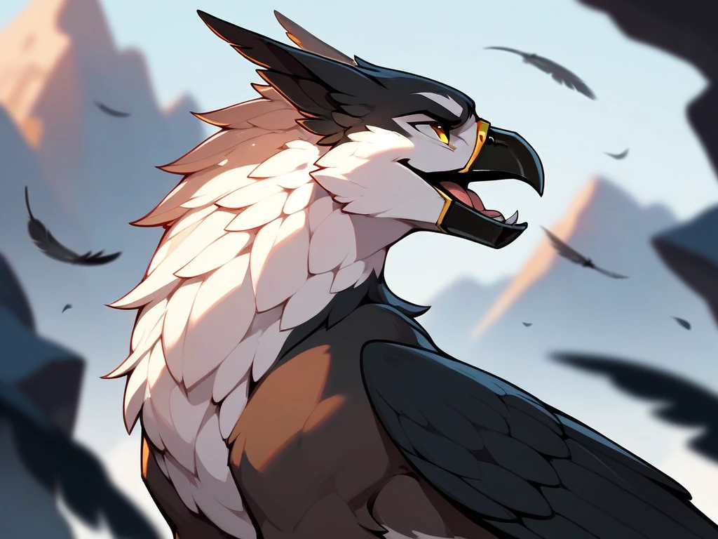 ultra-detailed, masterpiece, masterwork, high quality, best quality, hdr, (nature, japanese style), nsfw, male, solo, avian, chibi, (nude), (white little body crow), (long silver hair, beak, detailed yellow eyes, tsurime), horn, hip focus, lower angle, dynamic angle, (micropenis, foreskin, perfect balls), Hands and wings in one piece.