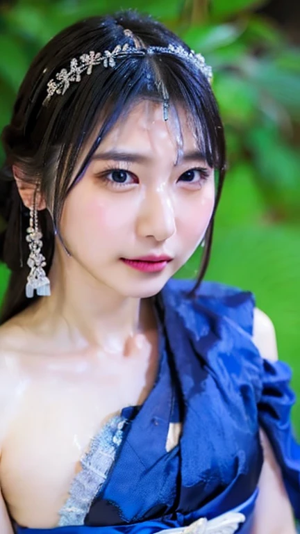 Age 34, 8k,  RAW PORTRAIT ( Japanese Women),   photorealistic ,  super A high resolution,  top quality ,  actual photo  , dramatic, atmosphere, ( At night :1.1),
 one girl , とても美しい Japanese Women, Glamour shots of women,  long hair, natural skin,, (smile:0.8)、 slender body, (Shyness)、( bust shot)、( chest close-up:1.7)、  is leaking sex by morning、
 big, beautiful detailed eyes ,  black hair,  beautiful detailed nose, ( flat chest:0.5), 
 light blue silk dress,  hair accessories,((       nipples stick out of dress))、 disheveled dress 、
  simple background, ( tilting your head :0.3),  View Camera ,Be sure to show off your décolletage