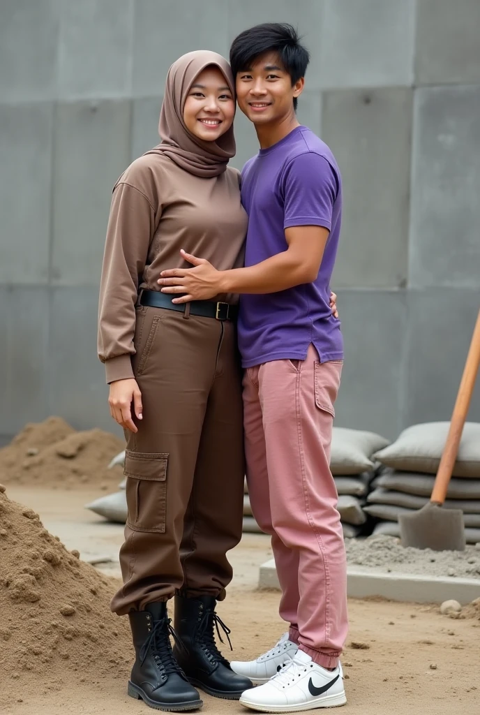 hijab girl and a boy, realistic, super detail, 8k