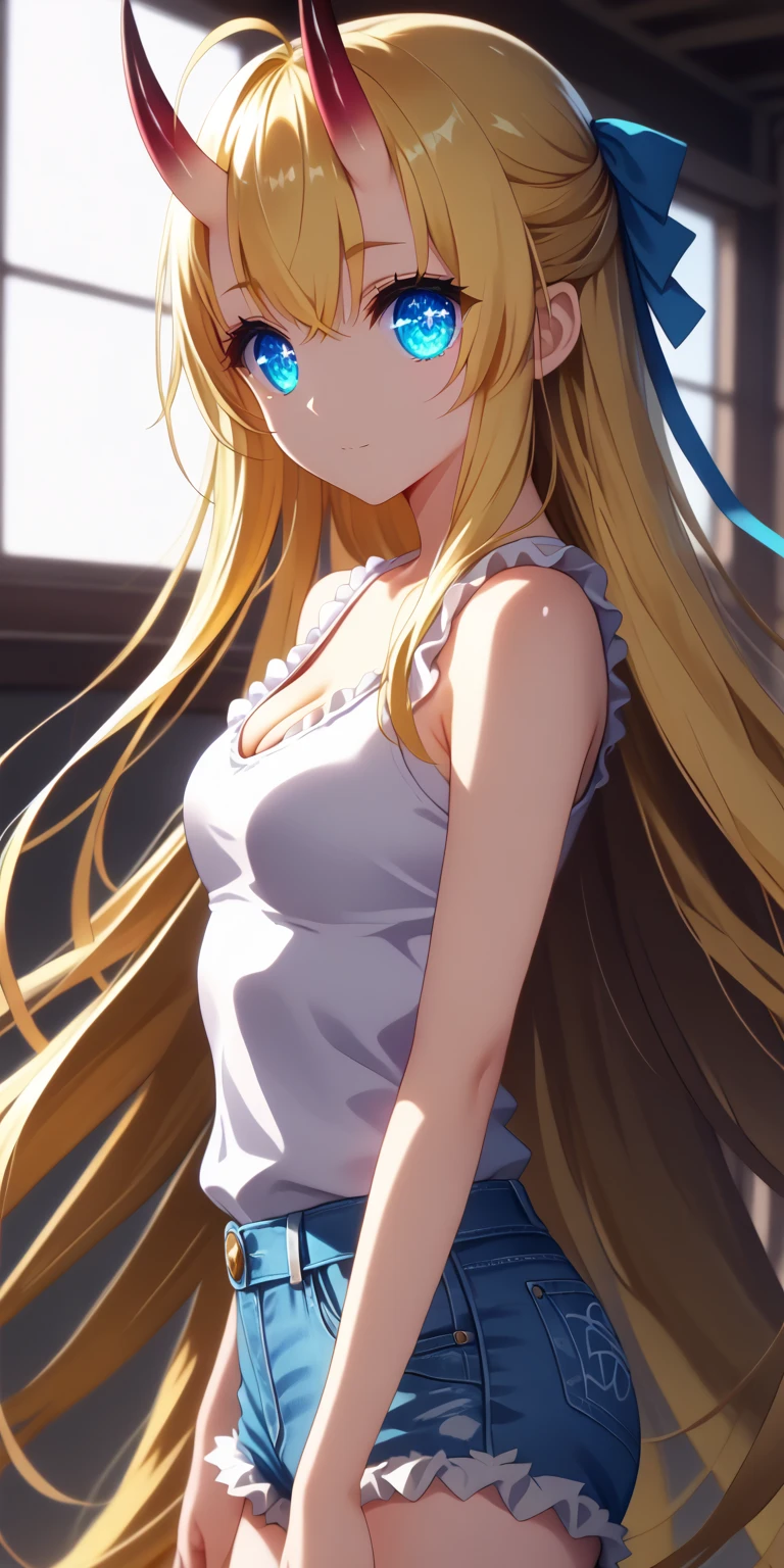 (masterpiece:1.3), (best quality:1.1), (8k, ultra detailed, ultra high res:1.2), ((anime style)),
1girl,
BREAK long hair, wavy hair, arms behind back,
(blonde hair),
(blue eyes),
medium breasts, (white camisole, Sequins, white sequins:1.2),
BREAK smile, (gazing skyward:1.2),
cowboy shot, BREAK outside, outdoor, Stars, Shooting star, sky, at night, galaxy, Cosmos, summer,