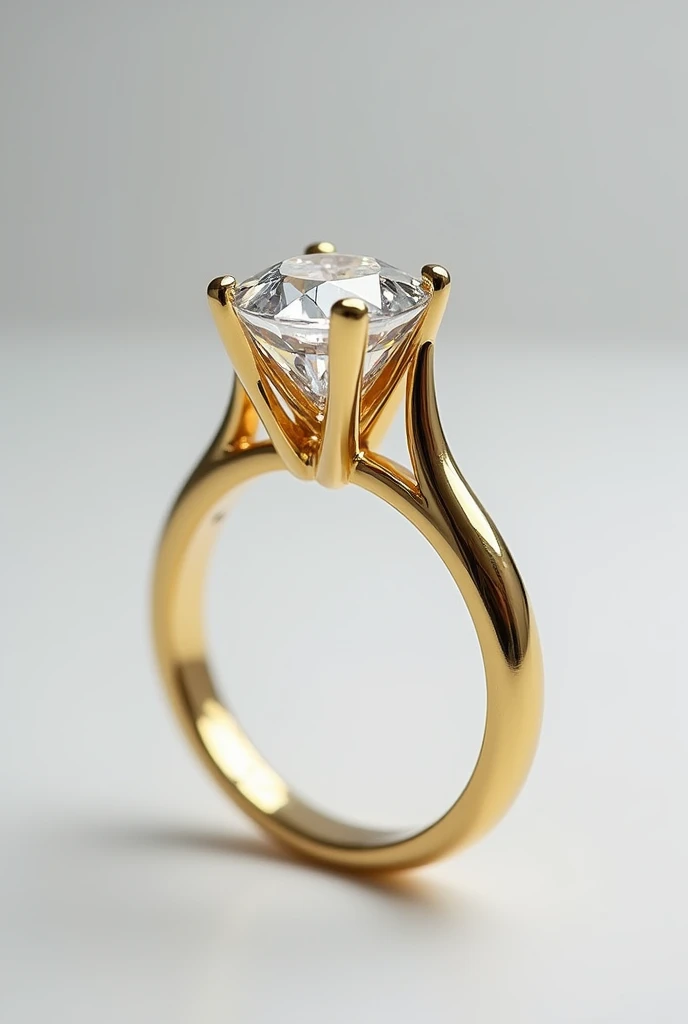 gold solitary tiffany style 4 karat raised up prongs marquise diamond wedding ring standing up showing great sharp side view whole ring visible