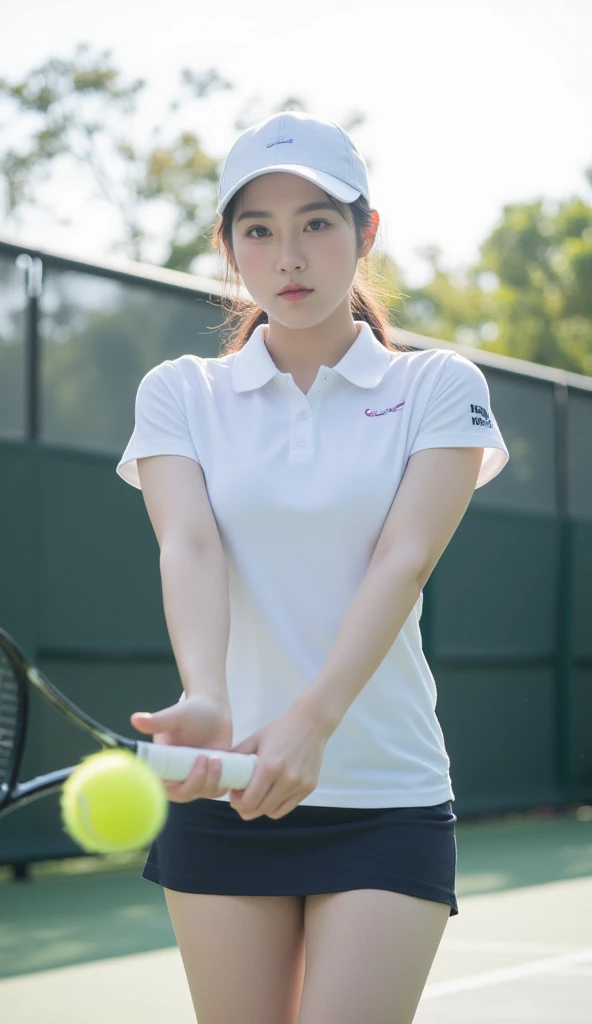(masterpiece), (highest quality),ultra high resolution, caustics, get used to it, Beautiful get used to it FACE,perfect anatomy,cowboy shot,solo 8 year old beauty、日BookのBookを読む人、black hair,short bob hair,black eye,slender body,ideal body proportions,medium breasts,tanned skin,glowing skin,oily skin,shiny skin,Are standing,ponytail,((latex、tennis uniform、white polo shirt、white pleated mini skirt)),tennis racket1Book、正しく描かれたtennis racket:1.12、outdoor、Tennis court、,full body image((beautiful pussy line:1.1),,(((Mr... Mr.. Mr. A is very cute and has a childish face...:1.45))), 、(very young and big breasted:1.2)