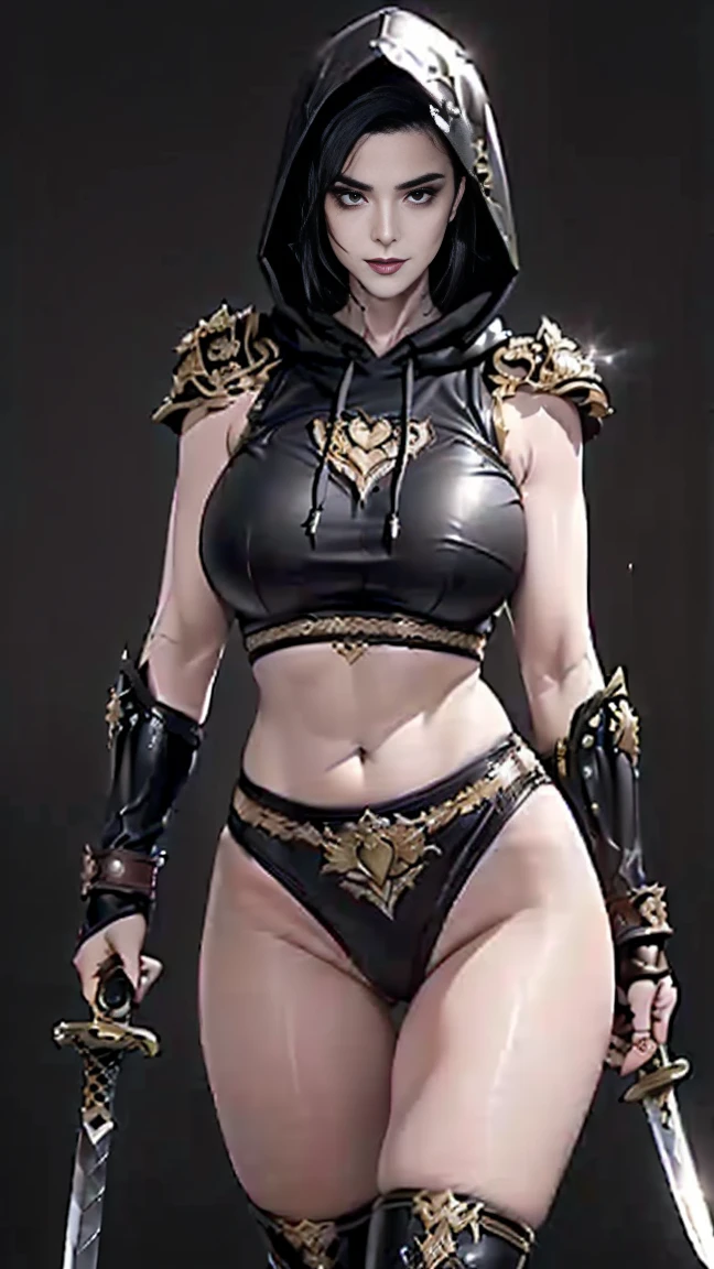 A girl, its fur a mix of silver and gold, eyes glowing with an otherworldly intensity. The image is a digitally rendered painting,Cropped shoulders, Bikini, Big thighs, Oily skin, The werewolf's claws are adorned with ornate Victorian engravings, contrasting against its savage appearance. The background is a smoky, dimly lit alleyway, adding an air of mystery to the already captivating creature. The overall quality of the image is absolutely breathtaking, showcasing the artist's skill in blending fantasy and historical elements seamlessly, big thighs, (Naked:1.3)