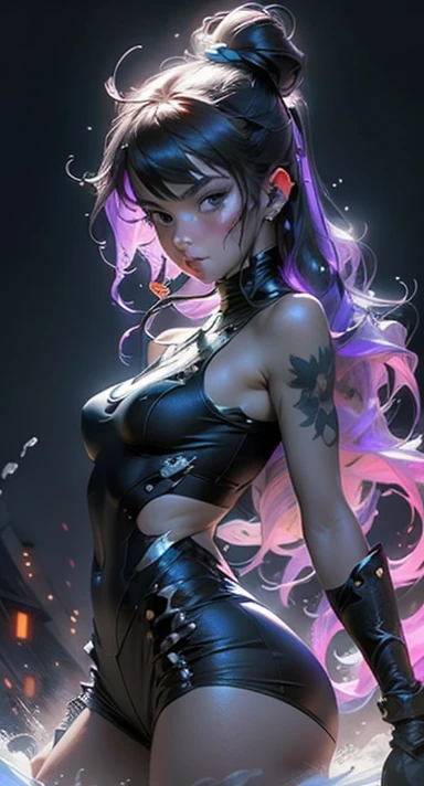 An image of a free fire woman with blue horns, angelic and turtleneck