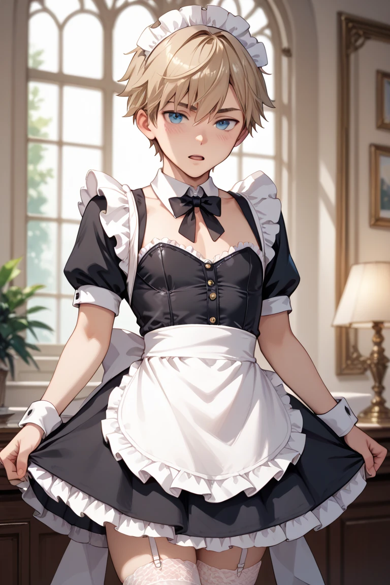 Boy in erotic maid costume