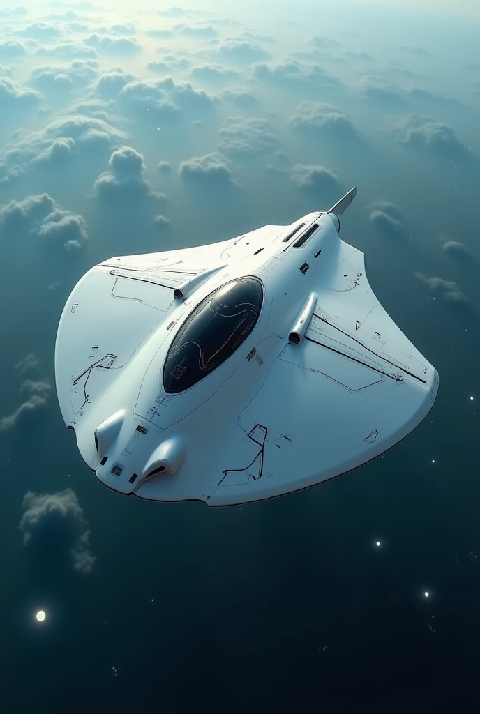 a batoid-shaped spacecraft but more circular and elongated like a lesser electric ray