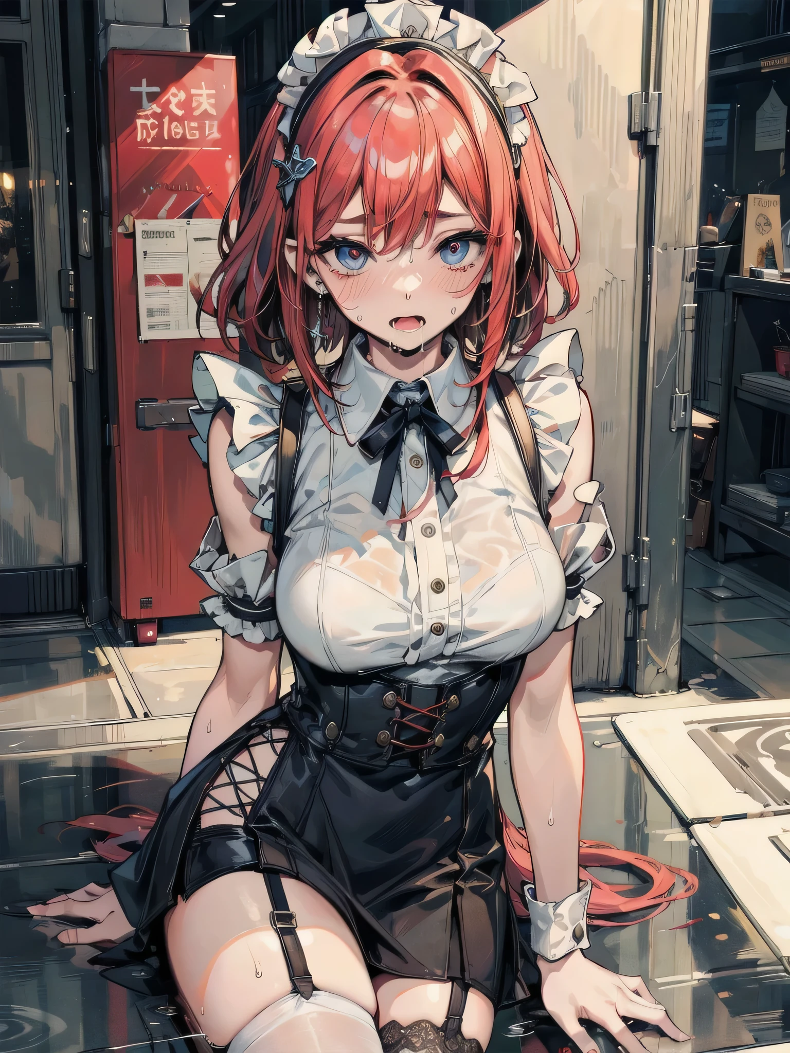 Ultra-realistic 8k CG,s the perfect face,flawless perfection,ren,tmasterpiece,professionalartwork,famousartwork,s the perfect face,beauitful face,beautidful eyes,((Perfect female body)),独奏,(immersiveatmosphere,lightand shade contrast:1.5,Bright light:1.2,lumnious),,(Blushlush:0.5),Enchanting expression,Ultimate detail_The eye,thick thight,huge tit,Exquisite background,depth of fields,photorealestic:1.3,Faraway view,1girl,The shirt,pleatedskirt,School Uniform,Sit Pose,full bodyesbian,(ambient lights:1.3),(cinematic compositions:1.3),(neonlight:0.1),(HDR:0.1),emphasis lighting,White panty hose,pantiess,camisole,Superskirt, your ass,show off breasts,cleavage,Desire for dissatisfaction,Wet,perspire