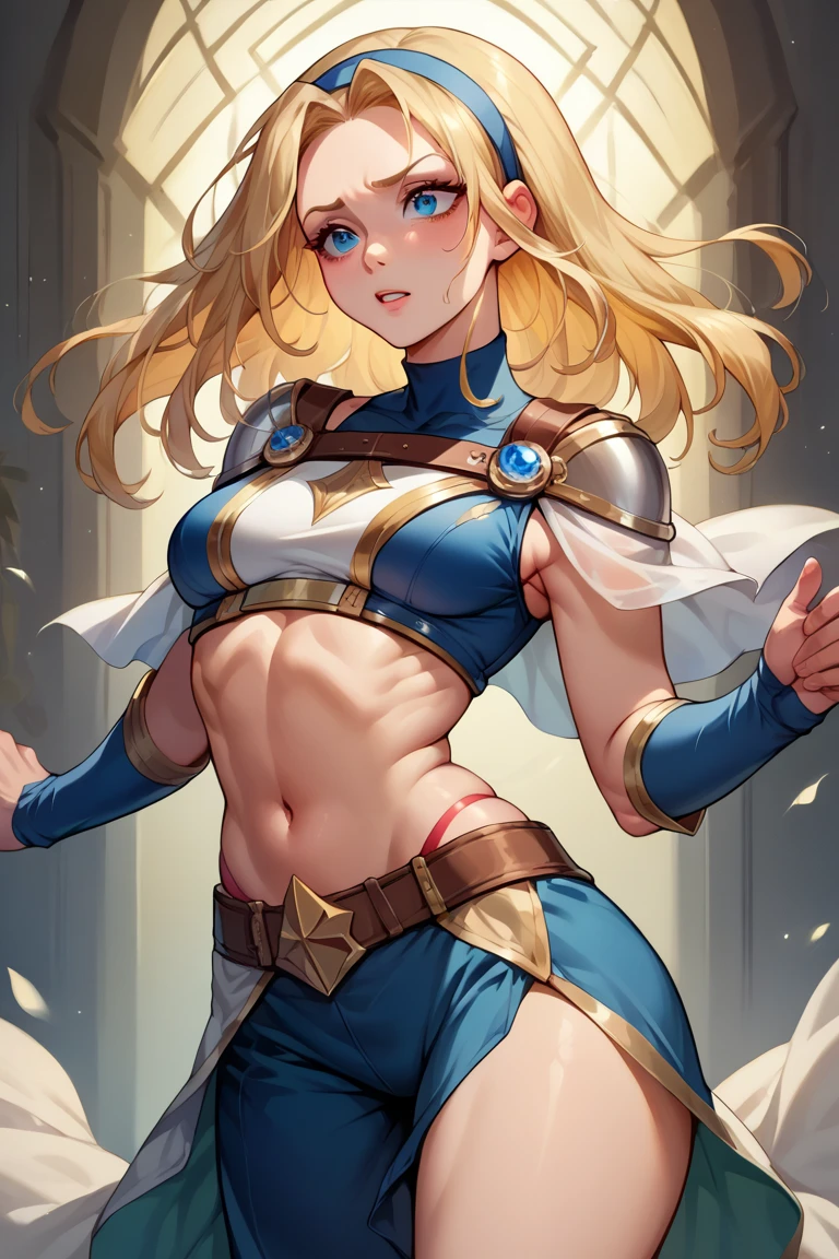 1 girl, beautiful, perfect lighting, muscular, thick thighs, mature woman, milf, navel, abdomen, looking at the viewer (masterpiece, high quality: 1.1), freckles on the body, pale skin, blonde hair, skindentation, neckline, smile, thicc, cutesexyrobutts, cel - shaded art style, in fighter poses, highly detailed exquisite fanart, female protagonist 👀 :8, commission for high resolution, fighter pose, Full body commission for, high quality fanart, various pose, Cushart Kenz, King of Fighters character, Cammy's poses from street fighter
