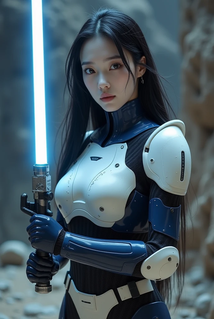 mulher de peito grande stormtrooper com arma