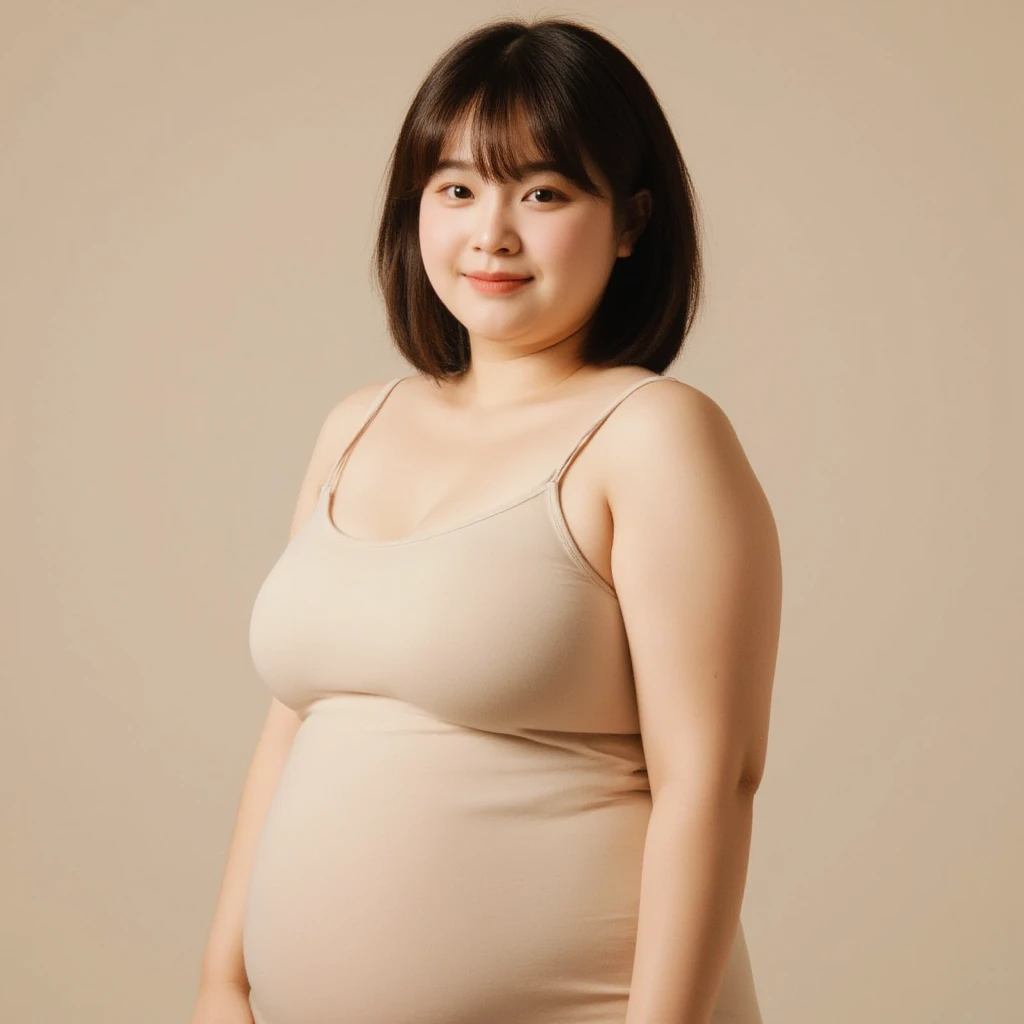 a fat 10 year old obese girl,detailed face with chubby cheeks,double chin,wide nose,full lips,exaggerated proportions,heavy set body,short height,wearing casual clothes,standing in a plain background,realistic style,highly detailed,photorealistic,cinematic lighting,warm color palette