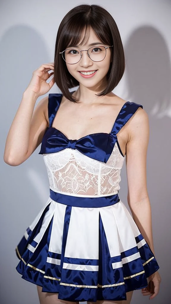 Realistic, 8k, healthy, Very cute junior high school student, 耳と首が見えるshort hair, 超short hair, 1 girl, (((Small breasts))), (((Flat Chest))), short hair, Cute Japanese Girl, Lolita Dress, ((whole body)), sexy, glamorous, Cat ear, Pearl Necklace, Red lipstick, Charismatic, Cute pose,