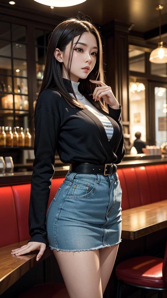 (masutepiece: 1.3), (max resolution: 1.2), (Ultra HDTV: 1.2), cinematric light, Ultra HDTV, (Detailed eyes and skin), (detailed facial features), nffsw, 8K resolution, Sharp Focus: 1.2, Perfect Style, Beautiful face, Perfect body, acurate, Anatomically correct, Highly detailed face and skin texture, Detailed eyes, Dark-blue eyes, Double eyelids, Thin eyebrows, Glitter Eyeliner: 1.2, Natural cheeks, Glossy skin, Fair skin: 1.2, shiny little necklace and earrings, (Glossy lips: 1.4), BREAK, One-person viewpoint, (She is a very cute female teacher), (Pink lace panties), (Seductive smile: 1.2), ((a Innocent and cute girl:1.3)), (Long Wave Hair), (ligh brown hair:1.2),  (Cowboy Shot: 1.2), BREAK, ((Very intimate relationships: 1.2)), medium large breasts, ((Looking at Viewer:1.2)), ((train station stairs:1.2)), ((Bend your knees and open your legs wide:1.2)), (From Side:1.2),low  angle shot,FULL BODYSHOT　Tight sweater with long sleeves in bright colors　Tight denim mini skirt　Embarrassed look　Kamimei