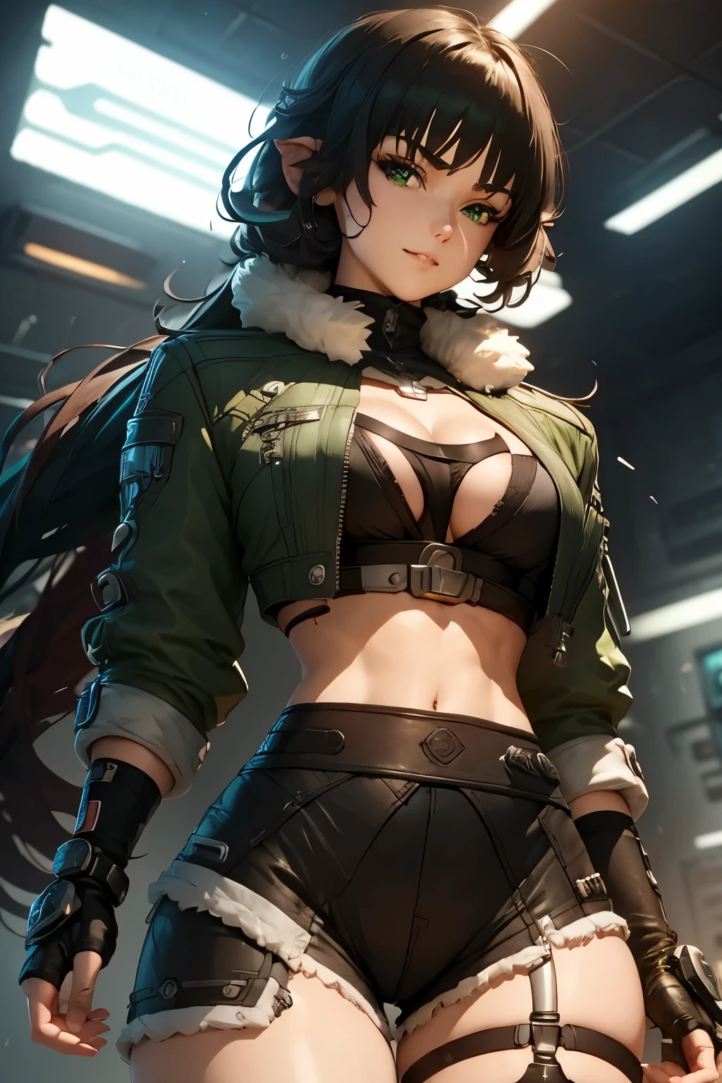 Alex ( The main character )
 - Height : 180 cm , Weight: 75 kg , 28 years
- :  fit ,  athletic body type, body is in proportion 
- Eye color : green, Hair color: brown ,  pixie hairstyle
- The character :  determined , resourceful ,  with a sense of humor ,  is sometimes impulsive
- :  weapons futuristic armor with cyberpunk,  
- Clothing:  Black form-fitting V bra showing cleavage, pants are form fitting showing her small waist, hips, belly button and six pack that emphasizes the player's status
- : , a high-tech energy sword and a plasma gun
- Class: Technomancer,  elements combines physical attacks and hacking cybernetic systems 
- Each of her hands has five fingers
- very detailed image