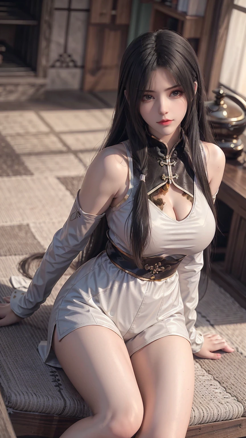 ，Close-up of miss wearing white mask, Beautiful character painting, Gu Weiss,   Gurwitz Style Artwork  , White-haired god, author：Yang Jie,  epically beautiful character art ,   Extremely fine CG8K wallpaper  , author：Fan Qi, by Wuzhun Shifan,   It has a unique texture  , Single ponytail, insult, High Ponytail,  tall and big, Long Legs, (Sleeveless lace shirt), ( shorts), (stripe )), ((stripe )), Walk, Elegant, dignified, miss, Beautiful curves,  sweet smile , 细节感和层次感很强, color丰富绚丽,  has a unique texture , rich and colorful, color, vivid, Design Art, 16K,   super detailed , {{illustration}}, { Extremely refined}, {Exquisite surface treatment},   super detailed , Delicate and shining eyes, {{Light}}, 极致Light效果, Model:  realism , CFG size: 12, Laura: Bright texture (1.35),  high quality , masterpiece,  exquisite facial features,  delicate hairstyle depicting , 眼睛的详细描写, masterpiece,  best quality, Light线追踪,  Extremely Detailed CG Uniform 8K Wallpaper, masterpiece,  best quality, ( 1 girl), 完美miss身材, (((Tight white T-shirt))),  ( delicate face),  short black hair,  tie up your hair , Light blue hairpin,  ( White Skin), (Optimal Lighting), (  super intricate details  ), 4K Unified, (  super detailed  CG),  showing off her white legs , , Hot Pants,  shorts,