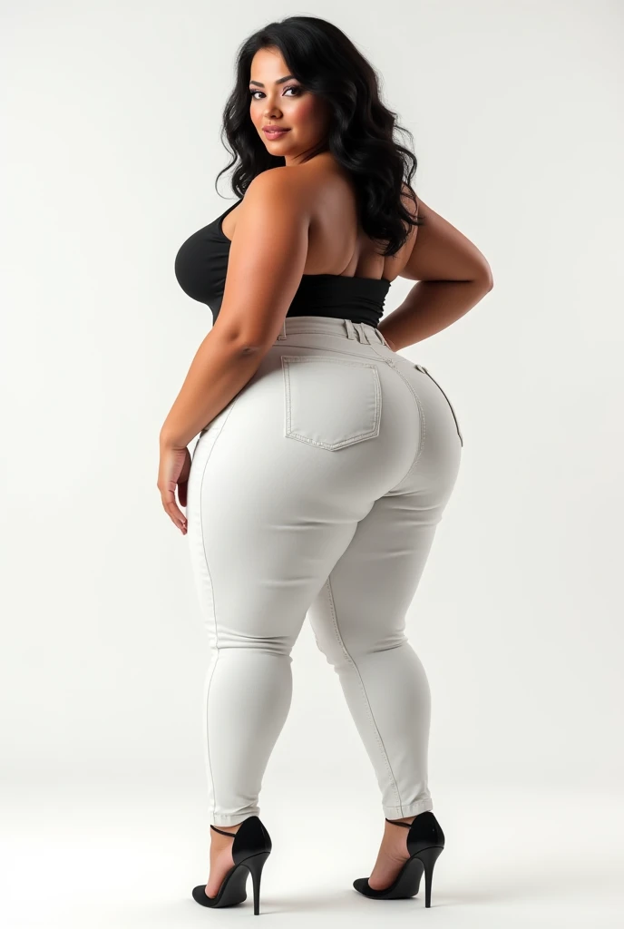 (((full body image))), (((standing woman))), wearing black lingerie, (((keep face)))