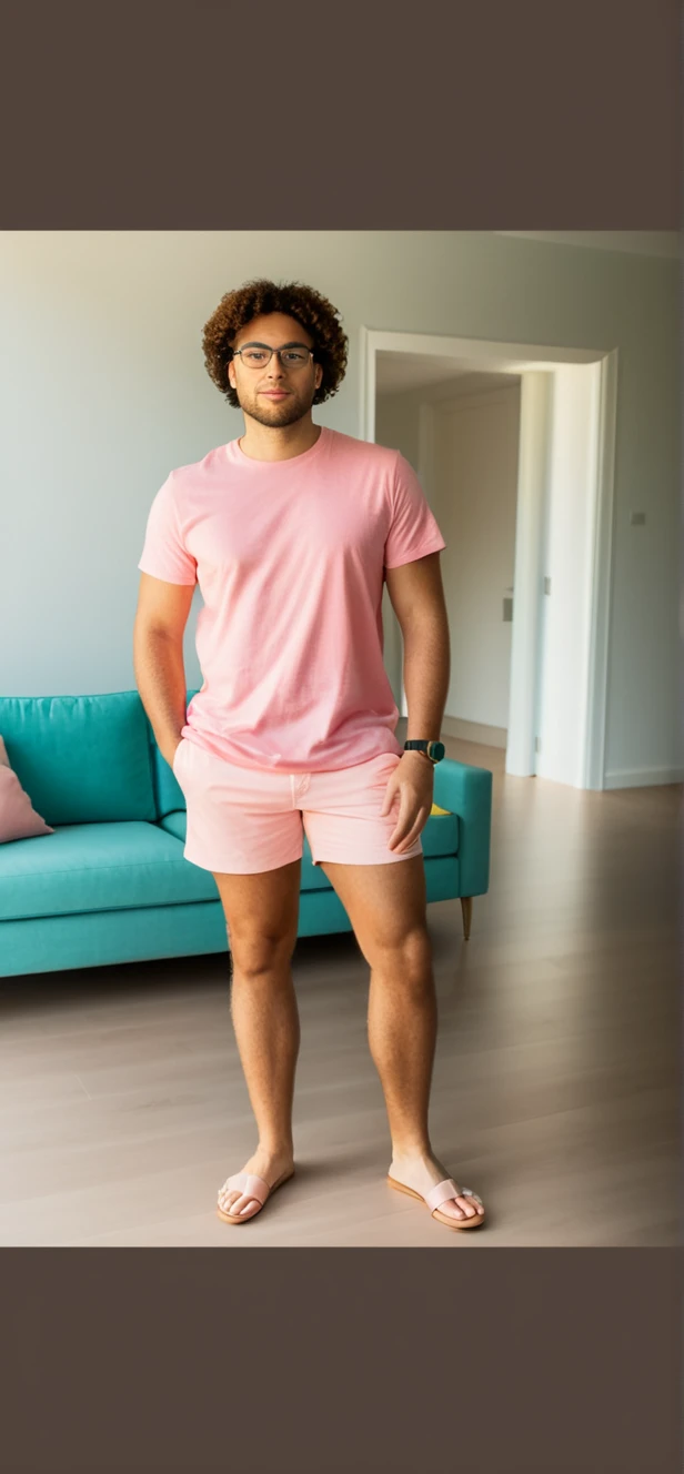 White man curly hair pink underwear greek body structure but no body hair