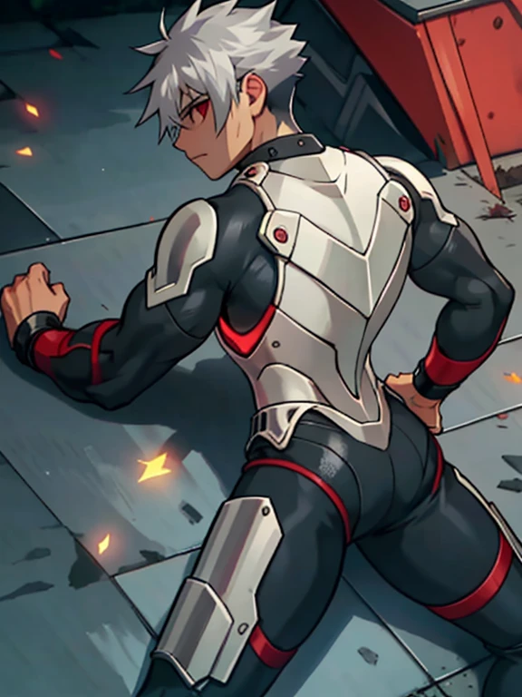 naked　  wet　  boy is chained  　 realistic skin　  is putting effort into his crotch　 thin 　Gray Hair　  red eyes　  The boy in a black rubber suit 　Estrus season　Delicate and large eyes　boy looking backwards　  Boy Who Can See His Butt Boy Lying on the Ground　 Boy in Distress 　Boy in Horny 