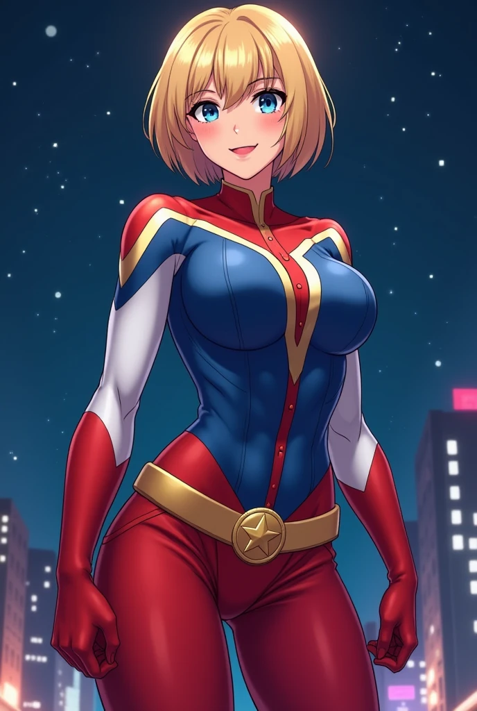 Hyperbreasts captain marvel big tit busty ((mejor calidad)), ((obra maestra)), (detallado), ((cara perfecta)) high resolution,obra maestra:1.2),ultra detallado,realista,Profesional,Hermosos ojos detallados,hermosos labios detallados,