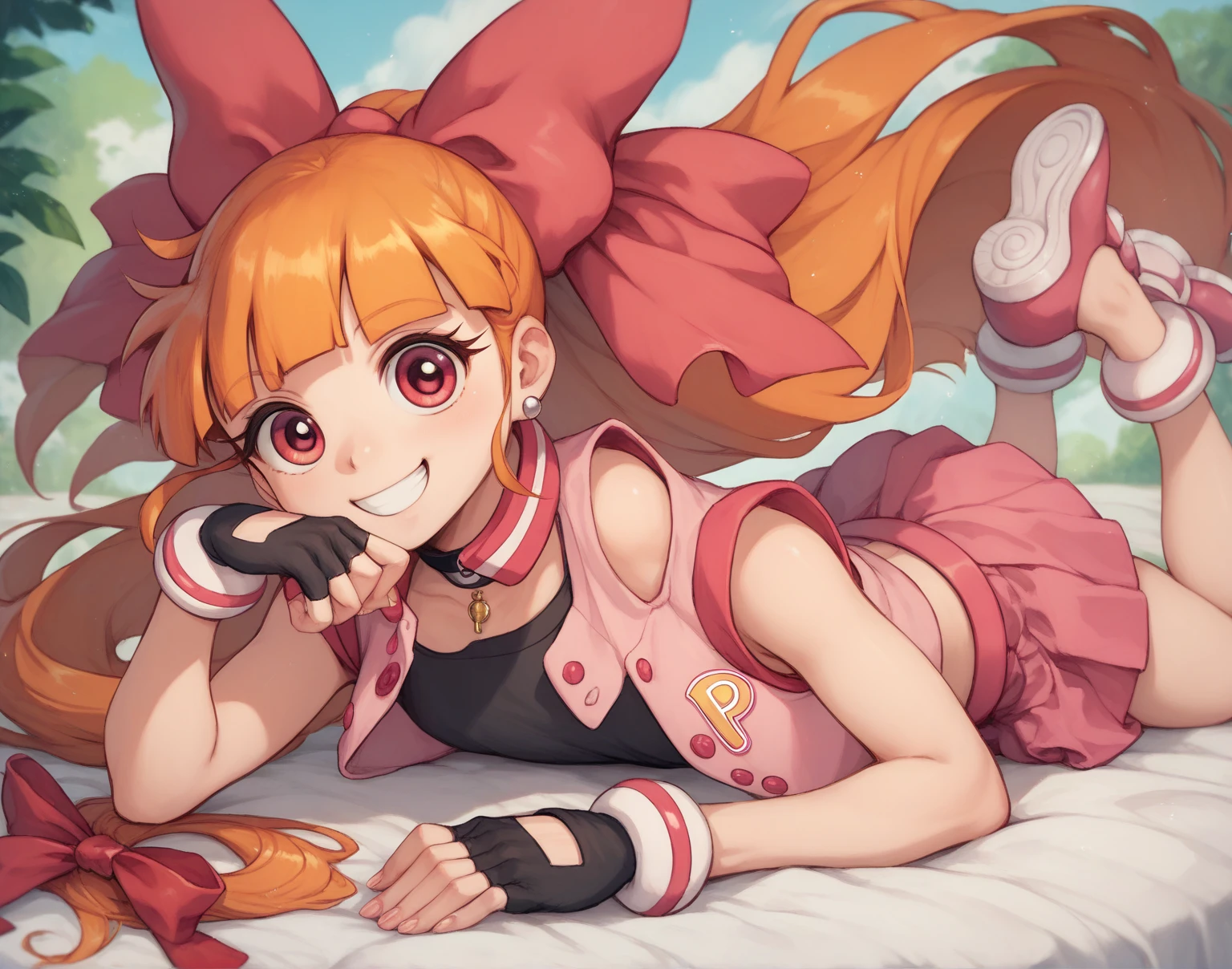 blossom,Power Puff Girls,
(best quality, masterpiece, RAW photo,ultra-detailed:1.2), solo, high heels